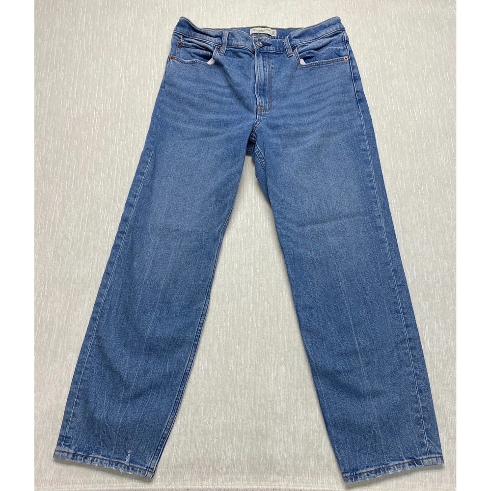 Abercrombie & Fitch The Mom Jeans Women 10x30 Blue Denim Cotton Preppy High Rise